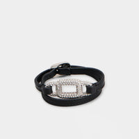 Viv' Choc Strass Bracelet in Leather