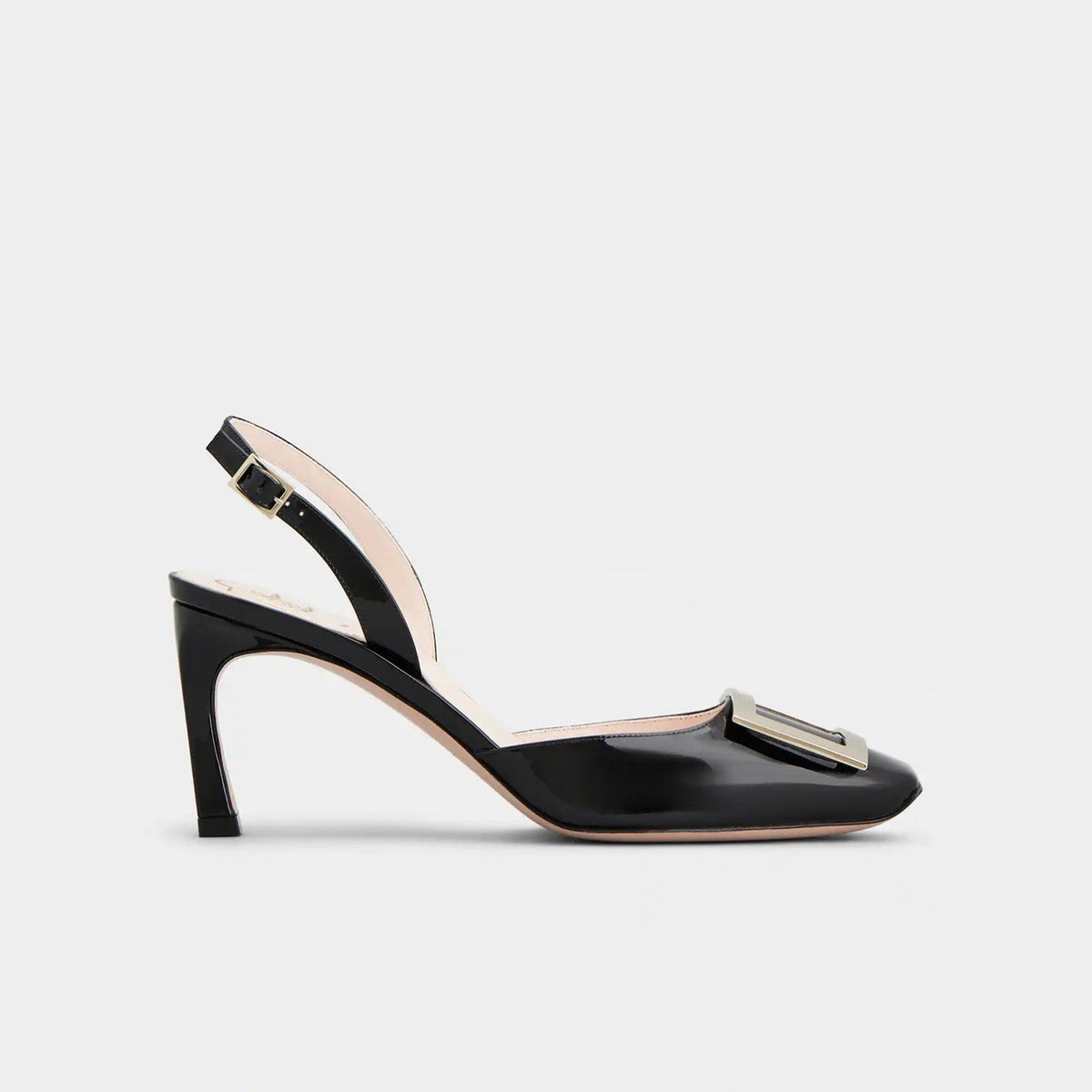 Trompette Metal Buckle Slingback Pumps in Patent Leather