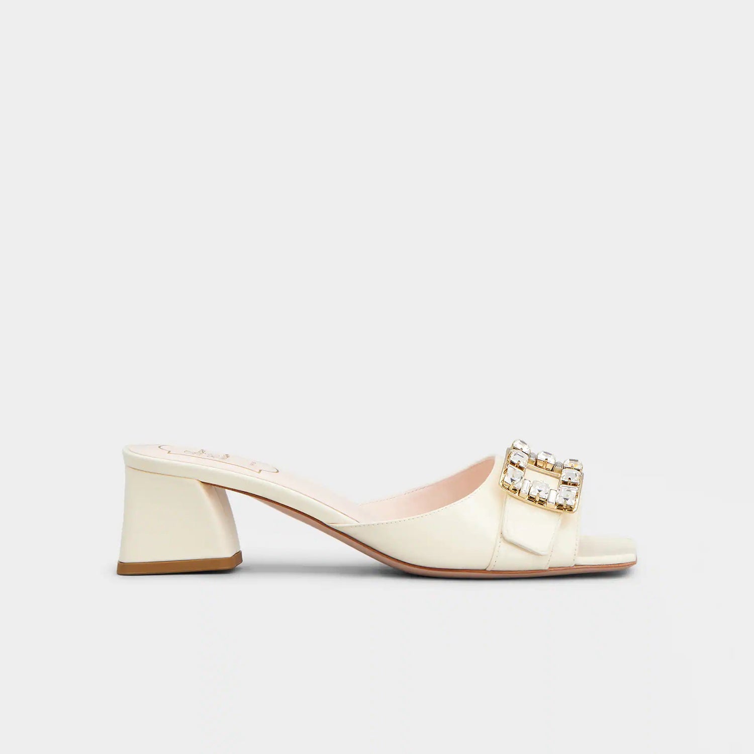 Très Vivier Strass Buckle Mules in Patent Leather