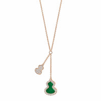 Petite Wulu necklace in 18K rose gold with diamonds and jade