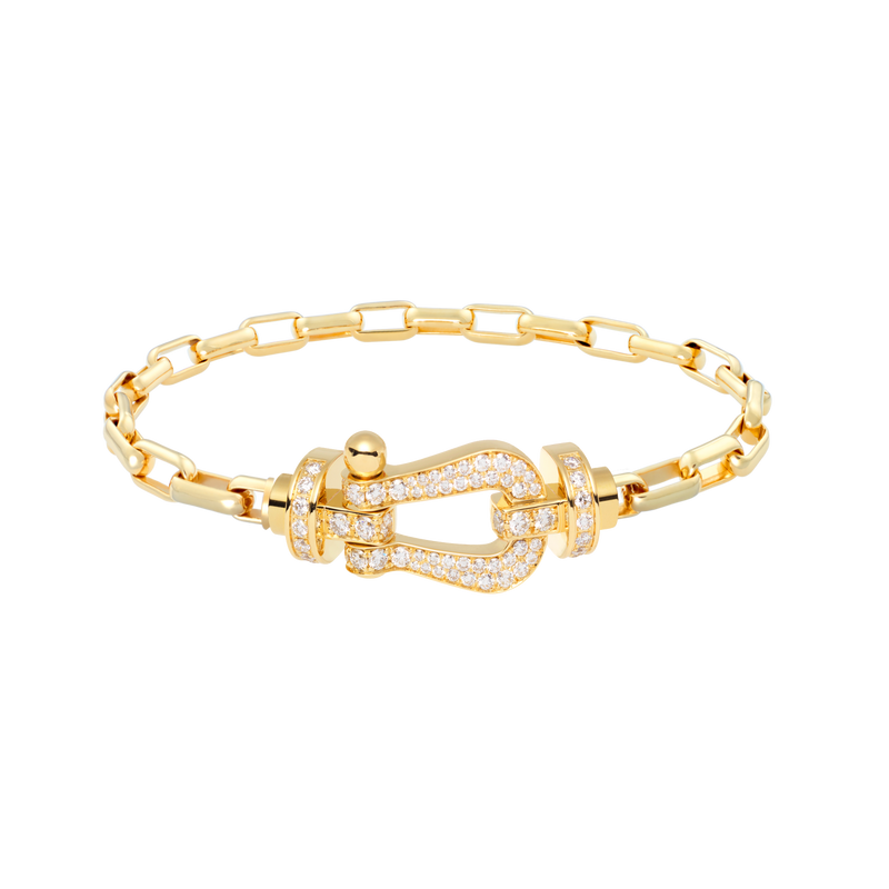 Force 10 Bracelet with 18K yellow gold diamond buckle and chain cable