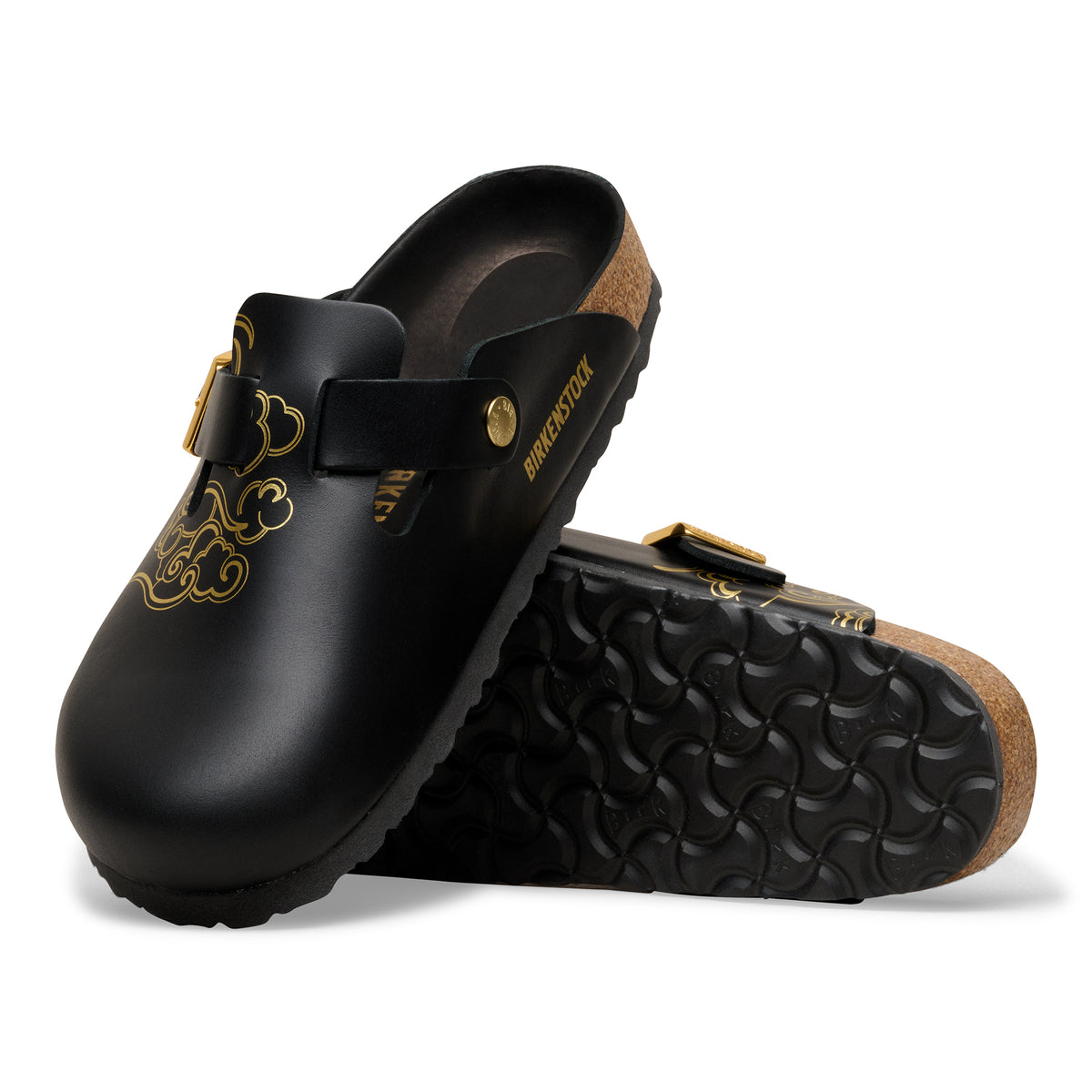 Boston CNY Print Natural Leather Black