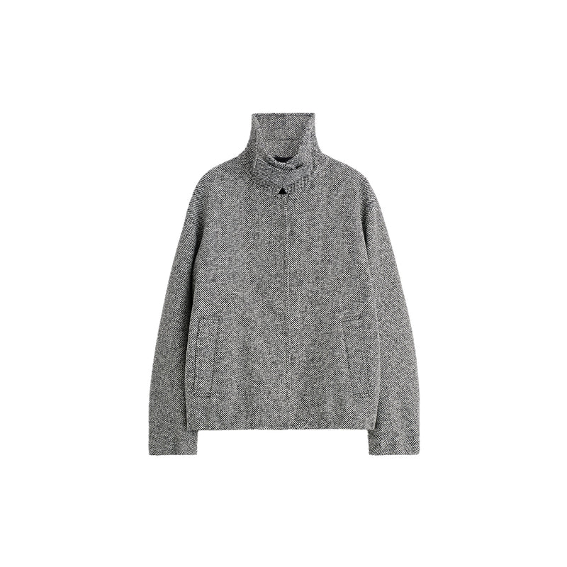 1309654001 Wool-Tweed Funnel-Neck Jacket