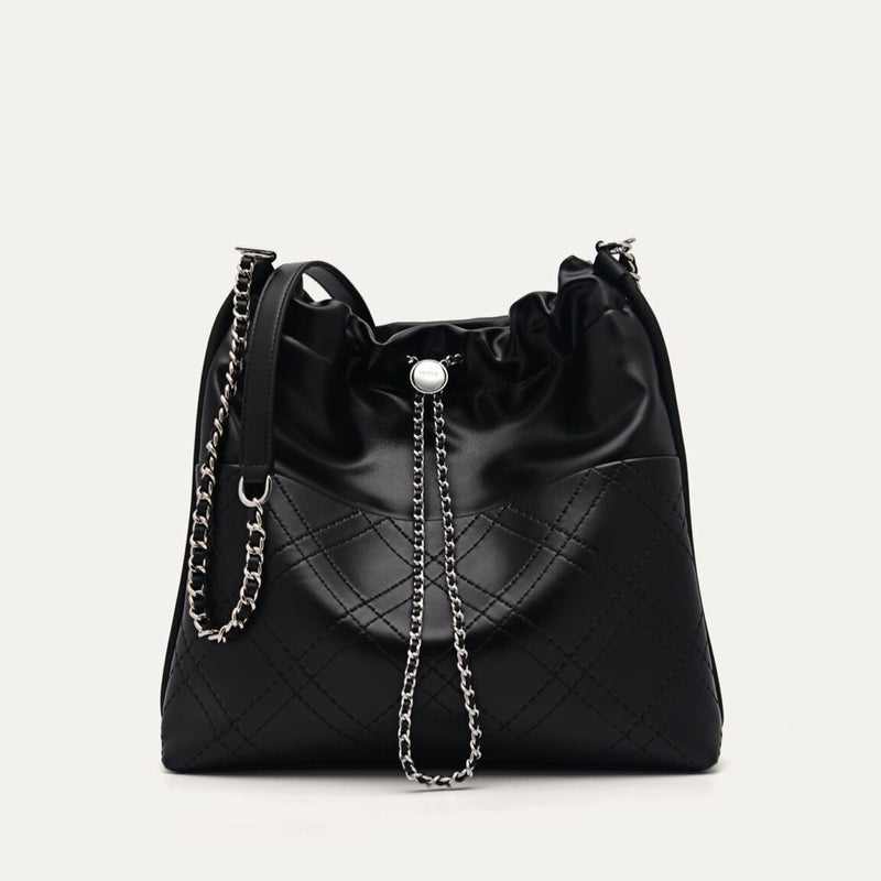 Cala Quilted Drawstring Tote - Black
