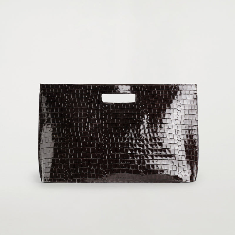 Folio Oversized Bag - Croc-Effect Leather 1296841001
