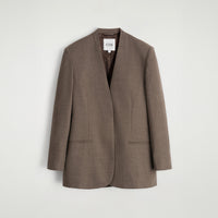 Collarless Wool-Blend Blazer 1302478001