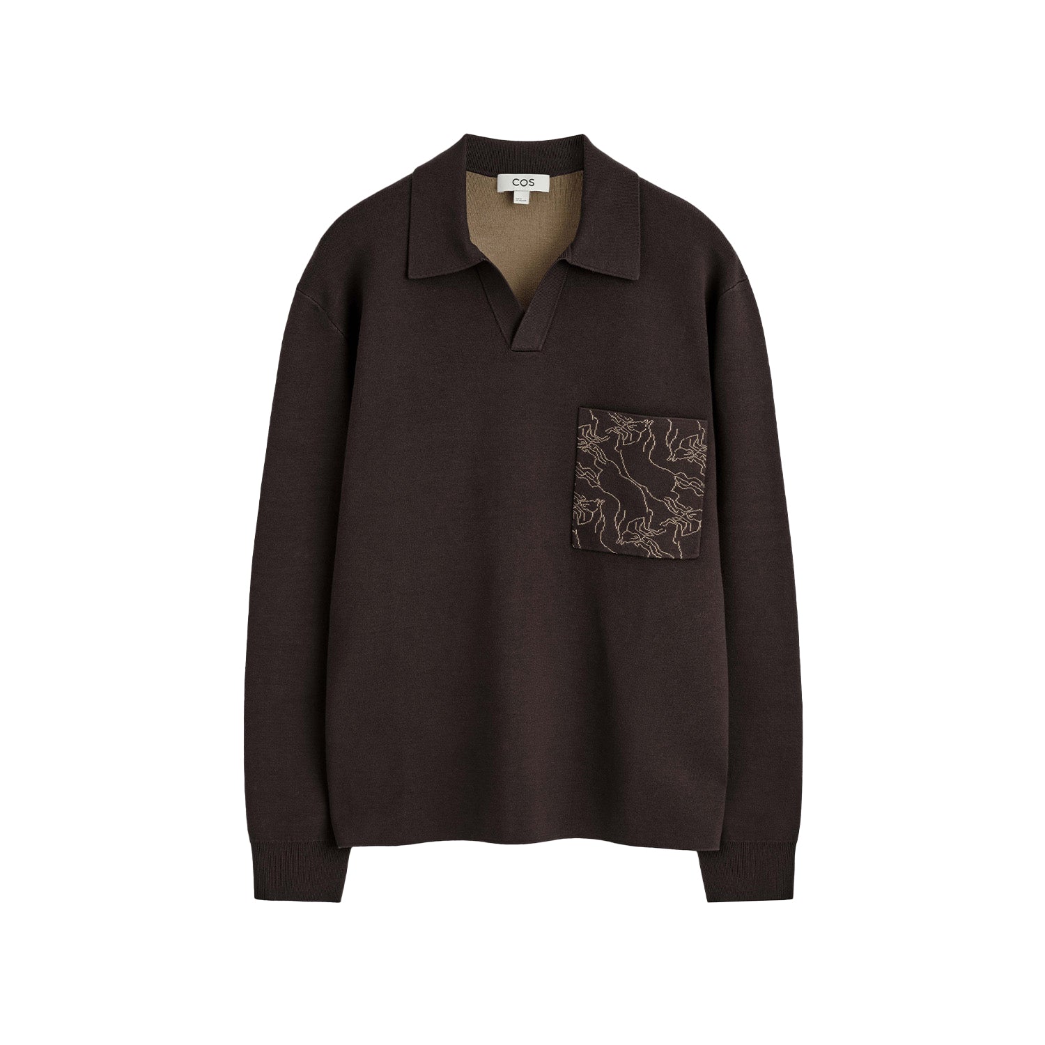 Pocket-Detail Double-Faced Polo Jumper