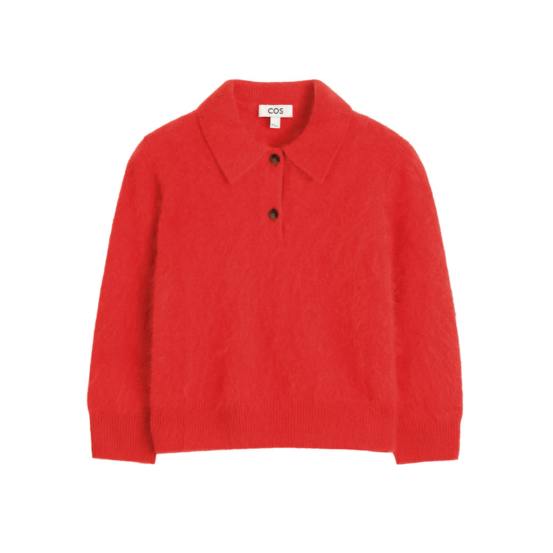 Brushed Merino Wool Polo Jumper
