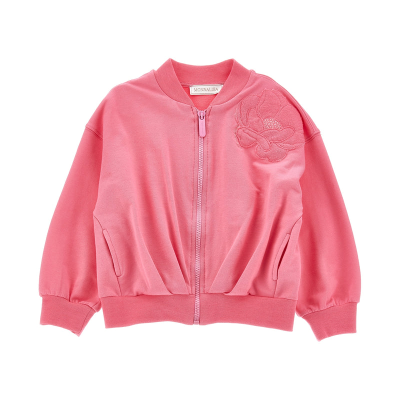 Zip-up sweatshirt with anemone embroidery