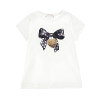 Printed cotton T-shirt with rhinestones