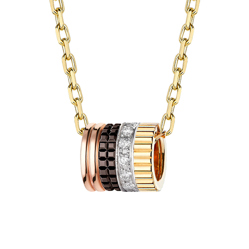 Pendant Quatre Classique S YG WG Brown PVD Diamonds