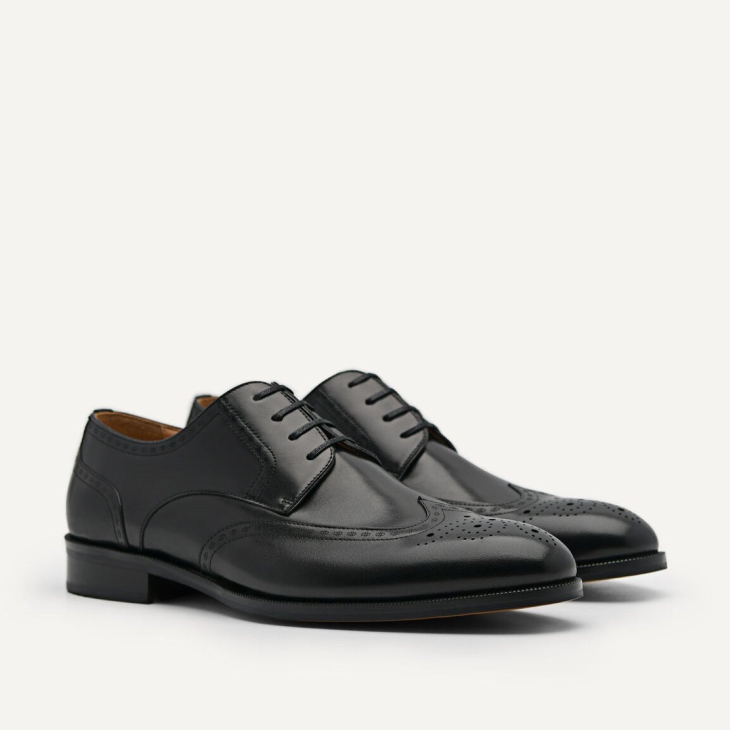 PEDRO Icon Leather Brogue Derby Shoes - Black