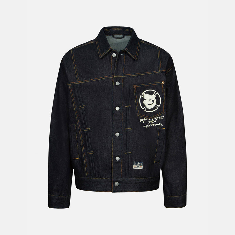 HT, Ninja GH Printed Deconstructive Denim Jacket