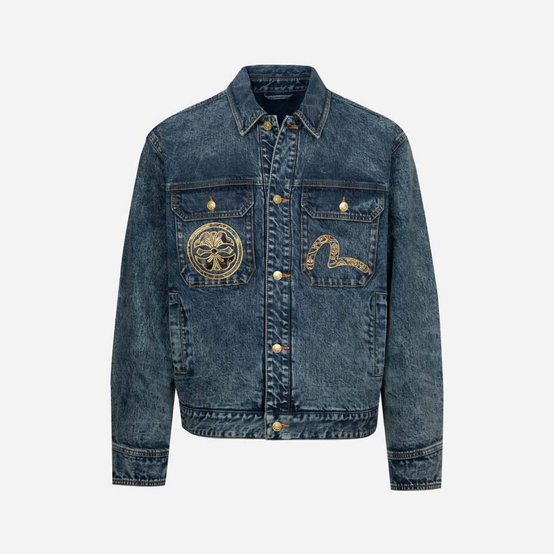 HT, Brocade Appliqué & Carp Emb Denim Jacket