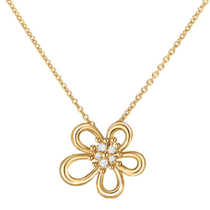 Flowerlace Pendant, Yellow Gold, Diamonds, Small Model