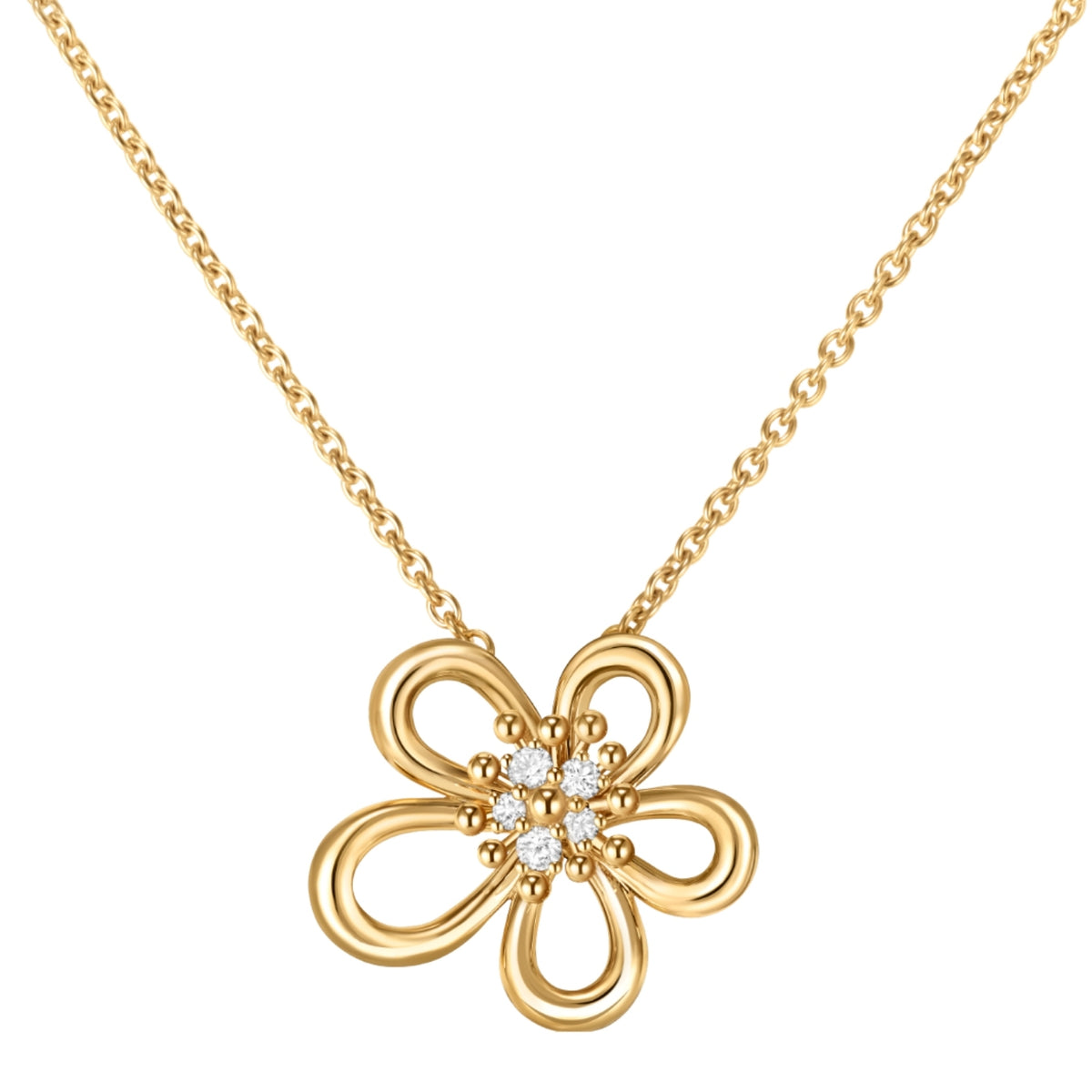 Flowerlace Pendant, Yellow Gold, Diamonds, Small Model