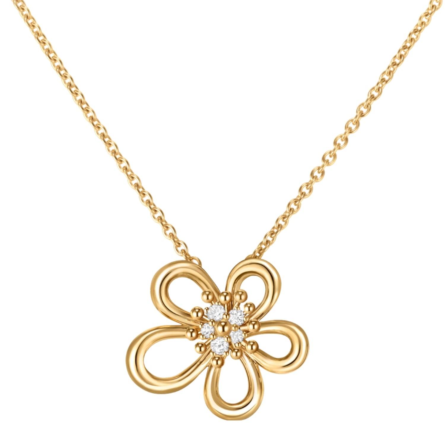 Flowerlace Pendant, Yellow Gold, Diamonds, Small Model