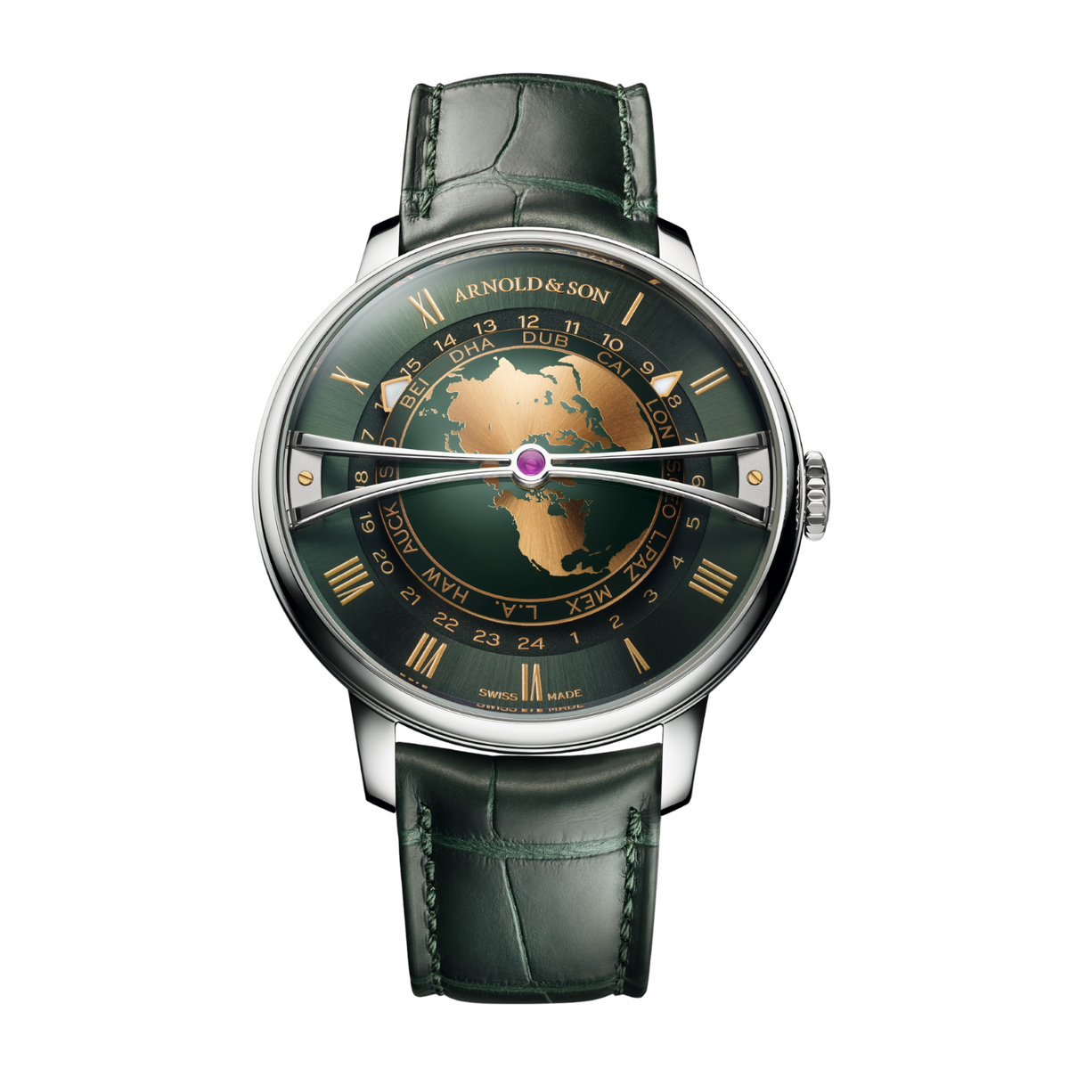 Arnold & Son Globetrotter 42 Steel Greenwich Green
