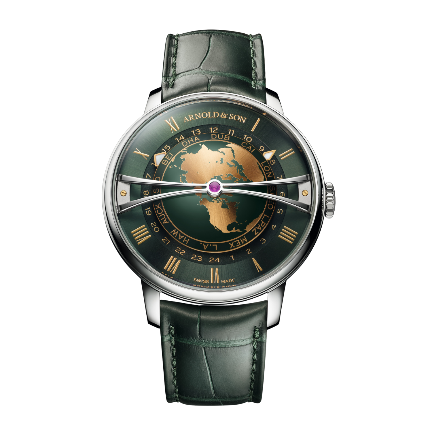 Arnold & Son Globetrotter 42 Steel Greenwich Green