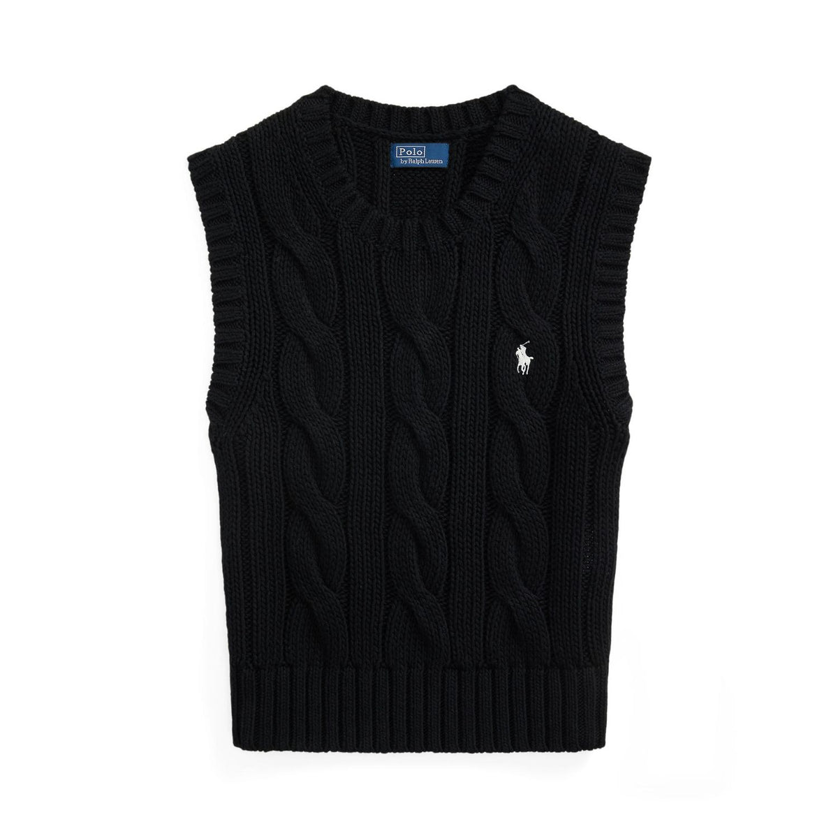 Cable-Knit Cotton Cropped Vest
