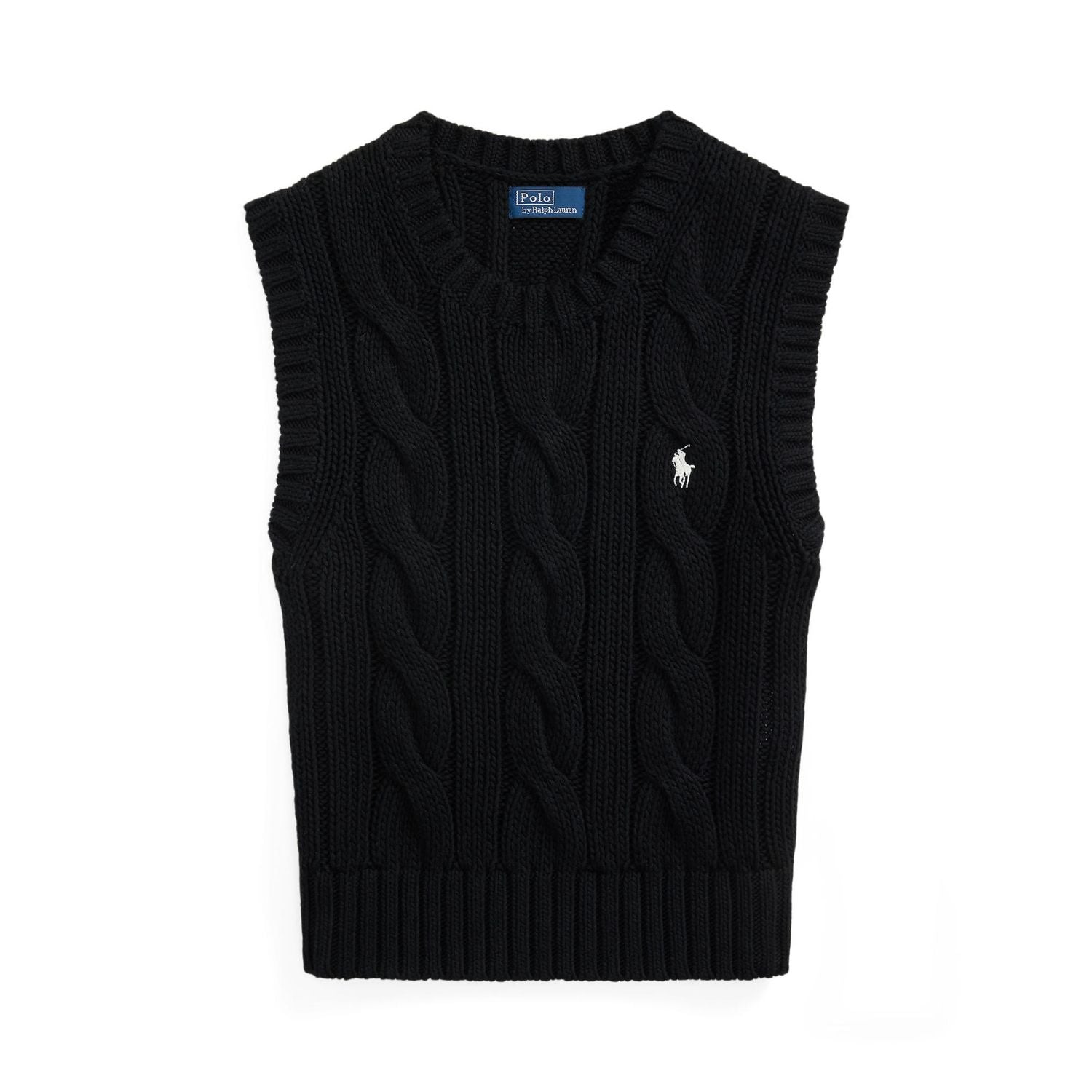 Cable-Knit Cotton Cropped Vest