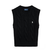 Cable-Knit Cotton Cropped Vest