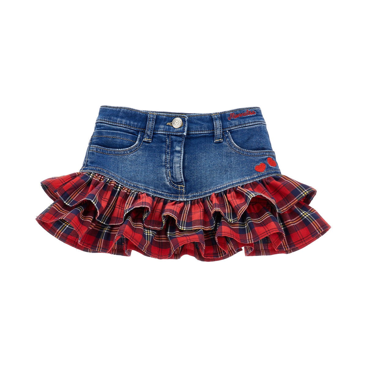 Denim Mini Skirt Heart Ruffles