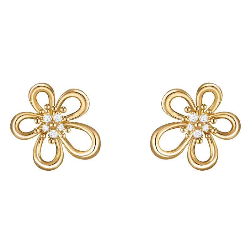 Flowerlace Earrings, Yellow Gold, Diamonds, Small Model