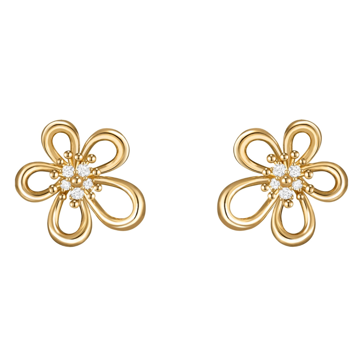 Flowerlace Earrings, Yellow Gold, Diamonds, Small Model