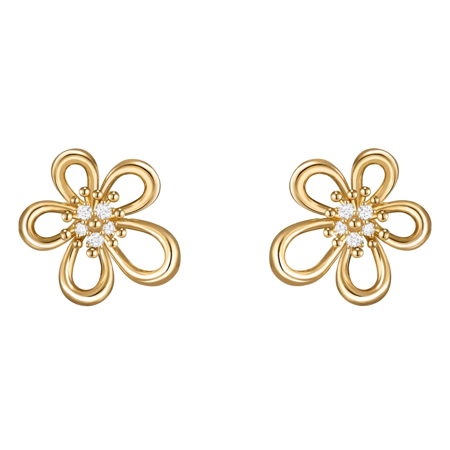 Flowerlace Earrings, Yellow Gold, Diamonds, Small Model