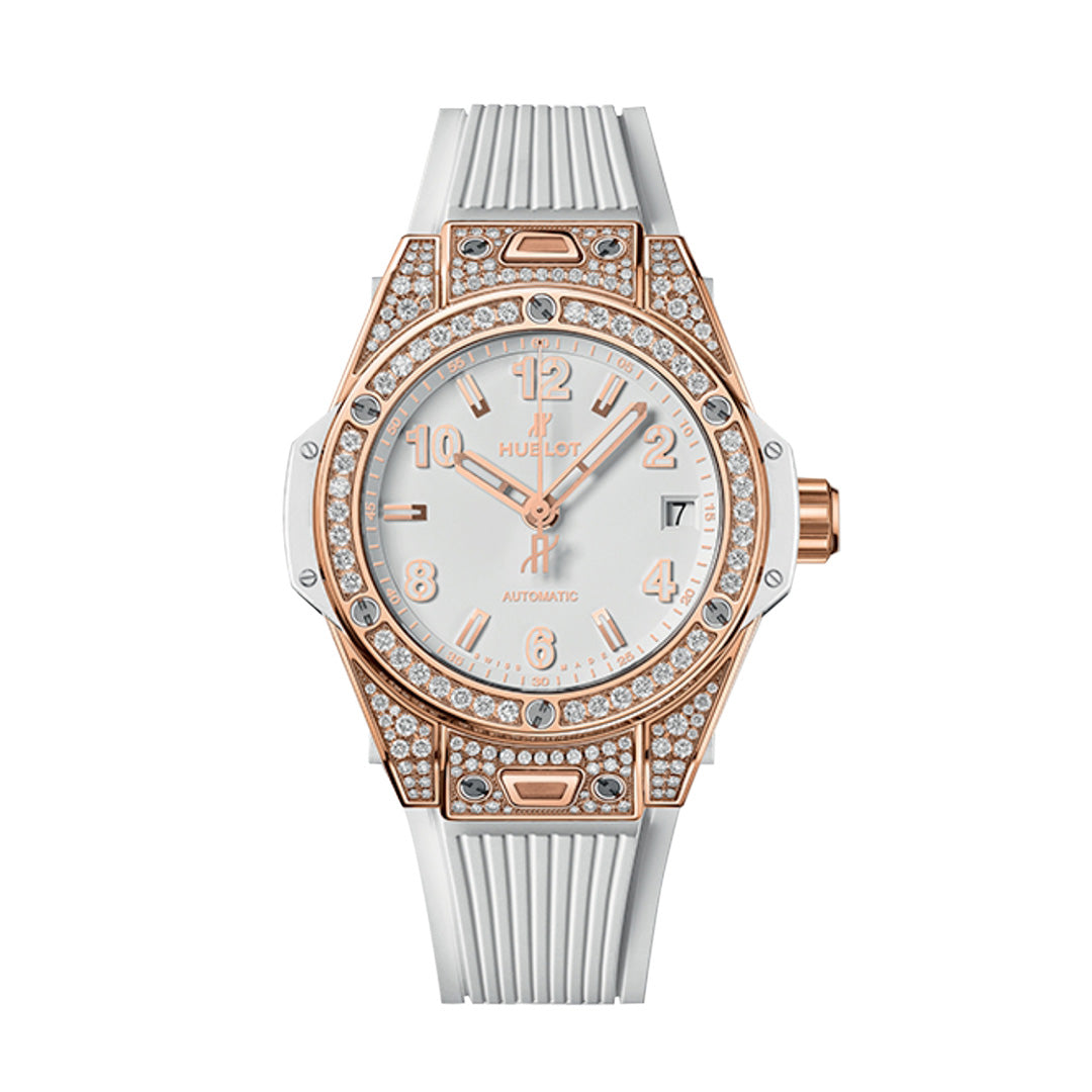 Big Bang One Click King Gold White Pavee 39mm