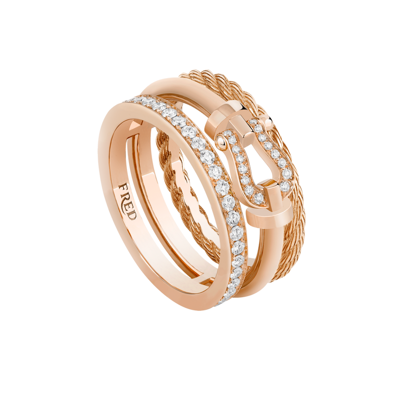 Force 10 Rise ring in pink gold with diamonds