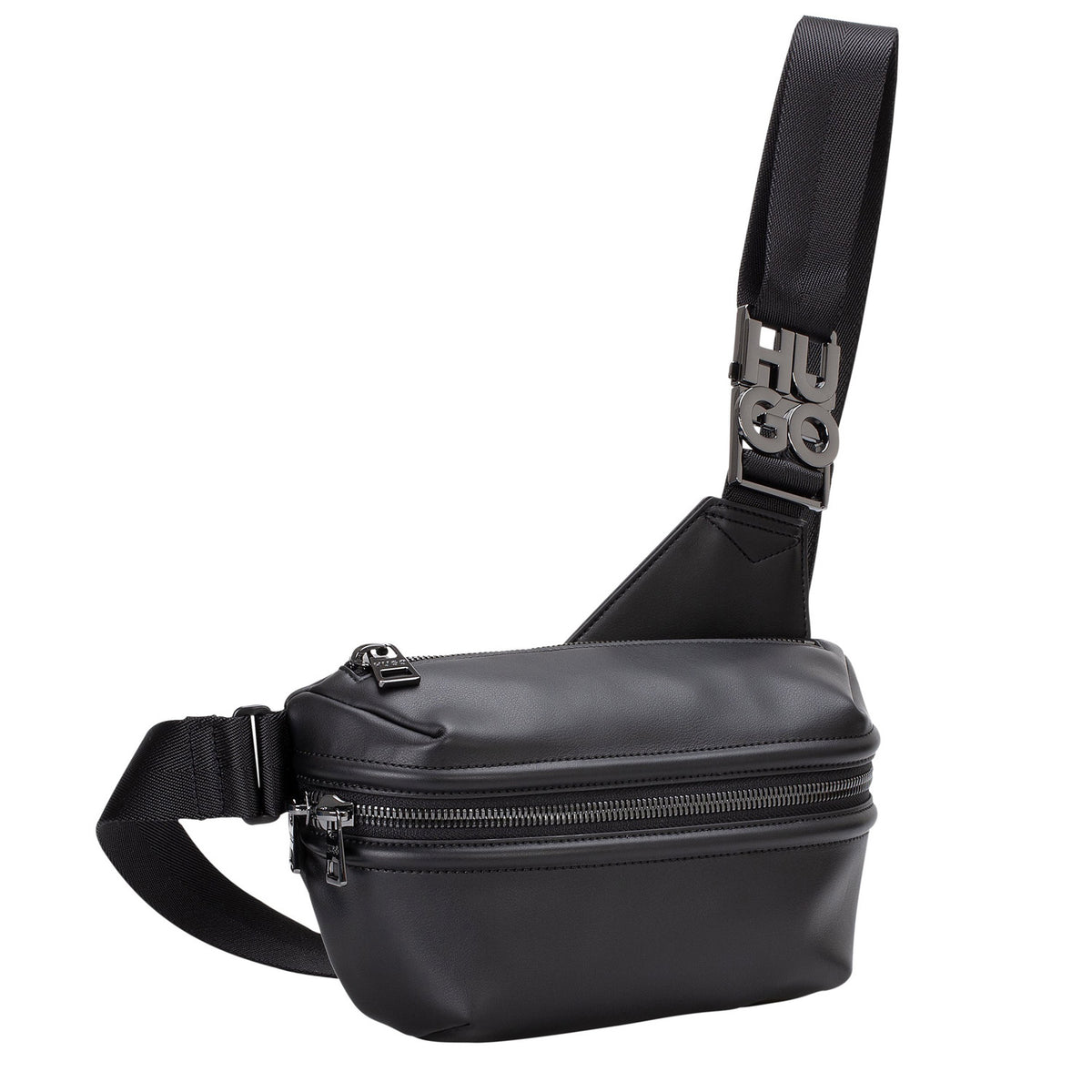 Belt bag with stacked-logo buckle