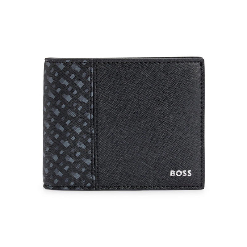 Structured trifold wallet with monogram detailing