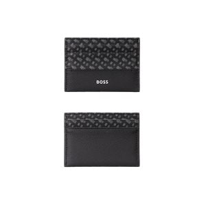 Monogram-panel wallet with silver-foil logo