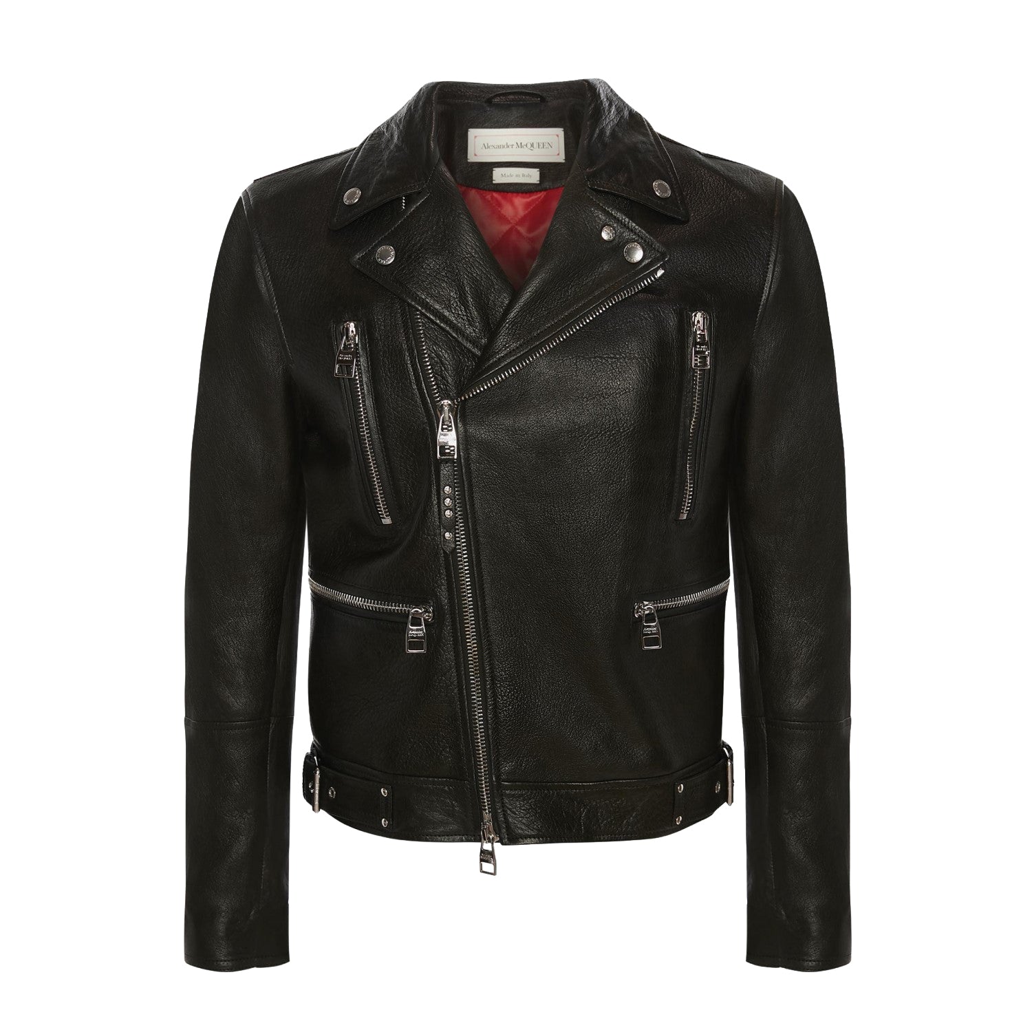 Men's McQueen Classic Leather Biker Jacket in Black