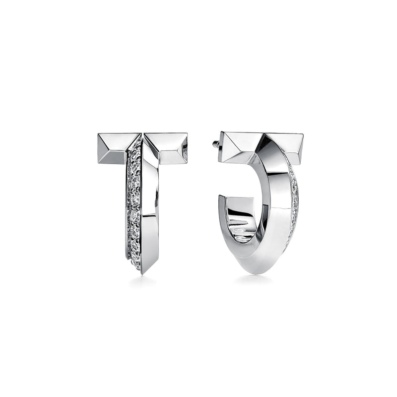Tiffany T T1 Hoop Earrings in White Gold with Diamonds