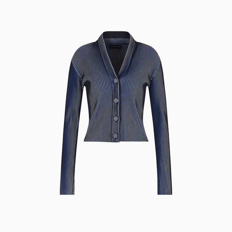 Plated-effect KFB Fabric Cardigan