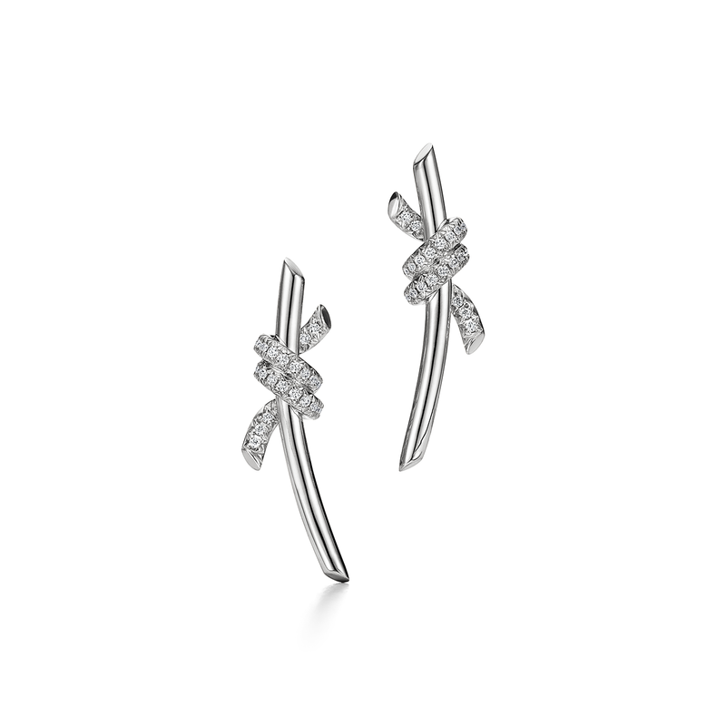 Tiffany Knot Earrings in White Gold with Diamonds