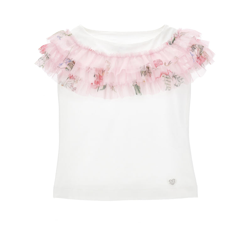 Organic cotton T-shirt with tulle