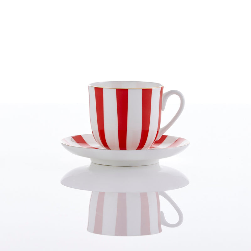 Tea for Two Teacup and Saucer in Red