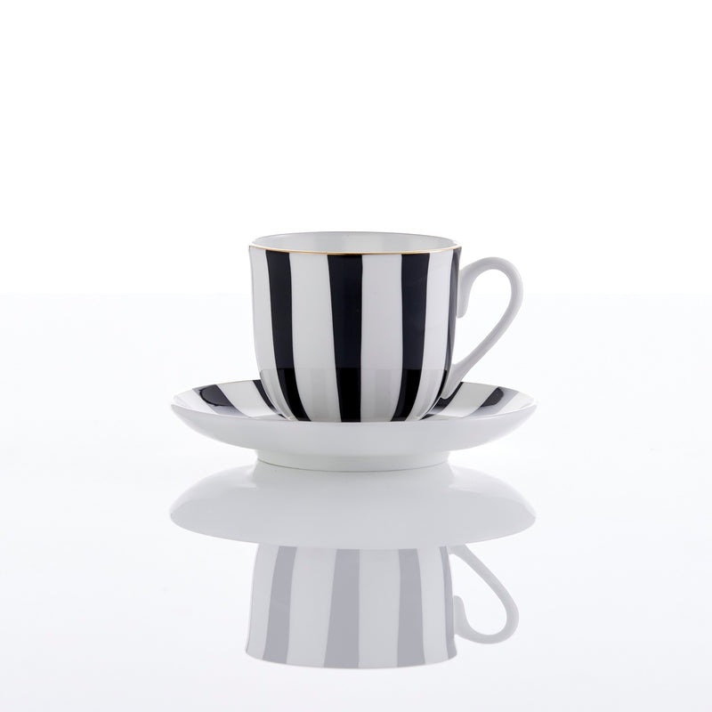 Tea for Two Teacup and Saucer in Black