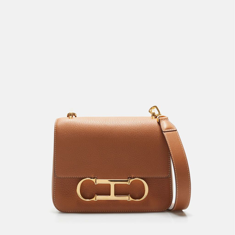 Carolina Herrera Doma Insignia Medium Crossbody Bag in Brown