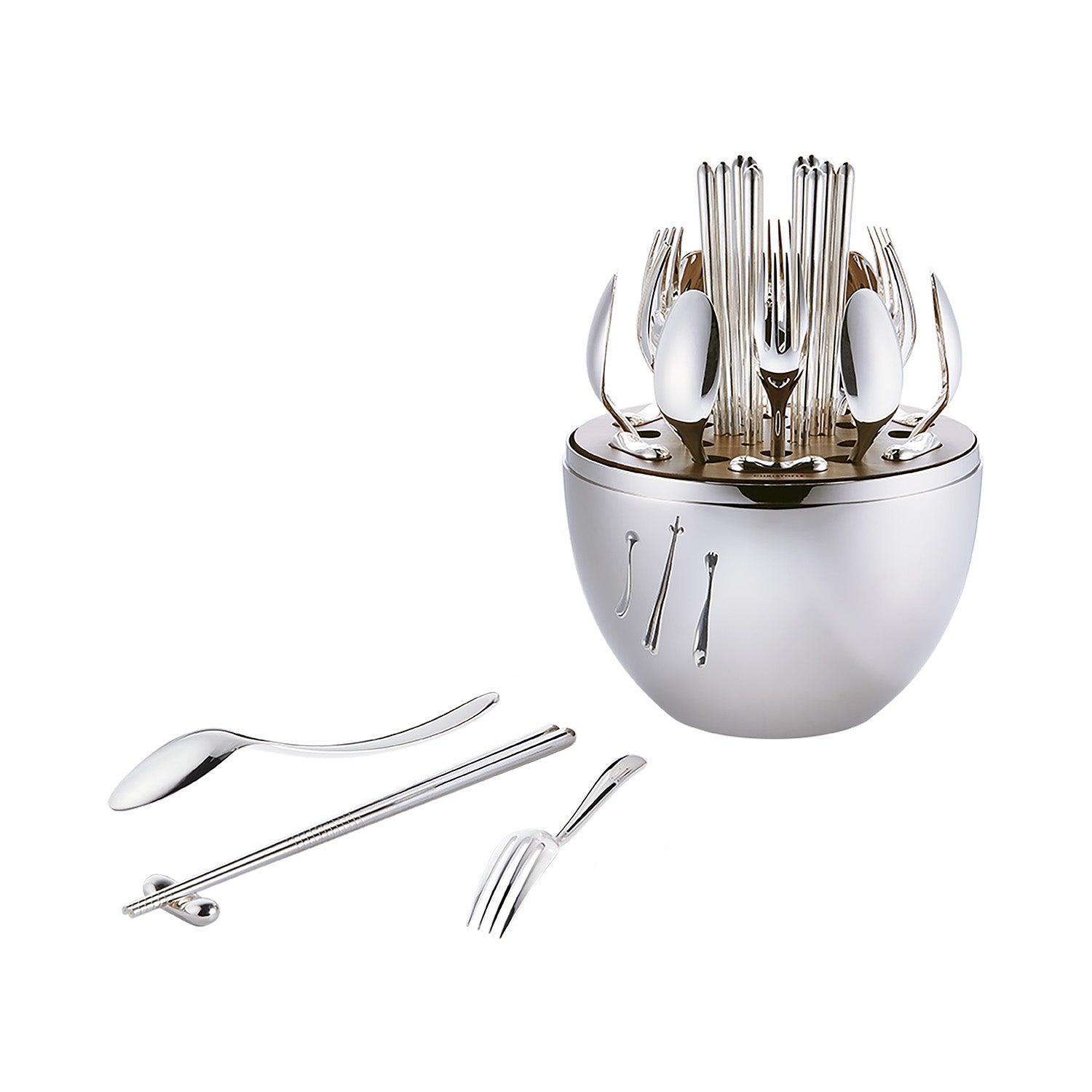 MOOD Asia 24-Piece Silver-Plated Flatware Set with Chest