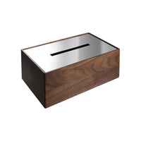 Uni Walnut and Steel Tissue Box