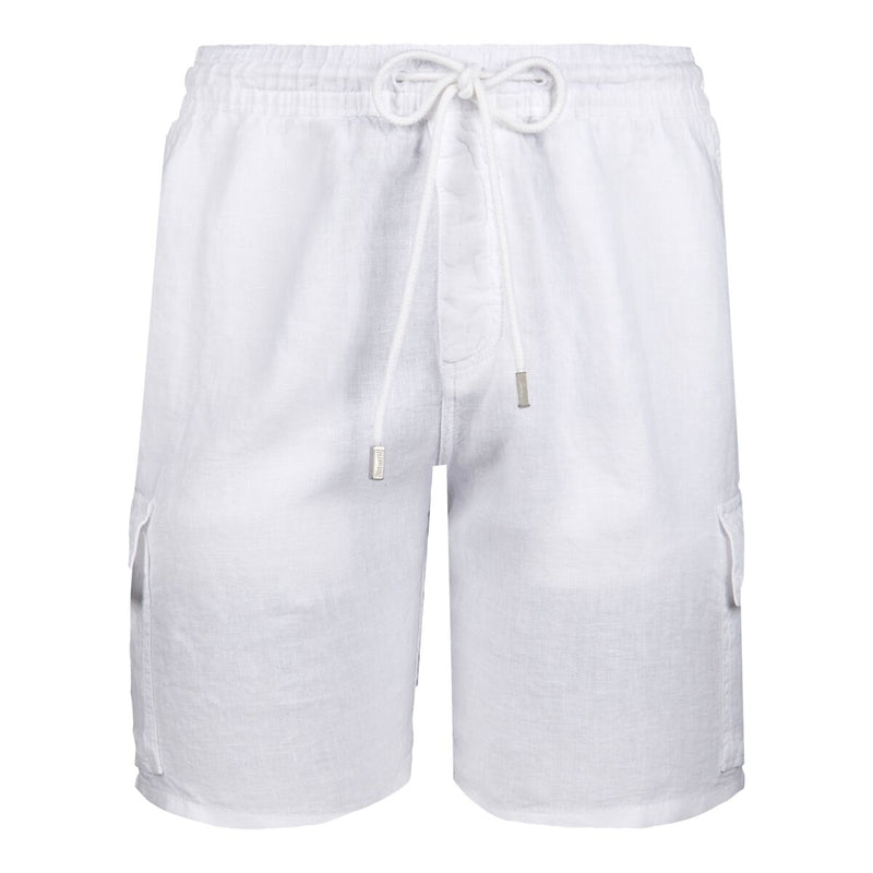 Men Linen Bermuda Shorts Cargo Pockets
