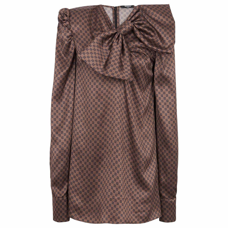 Mini Monogram Maxi Bow Satin Short Dress