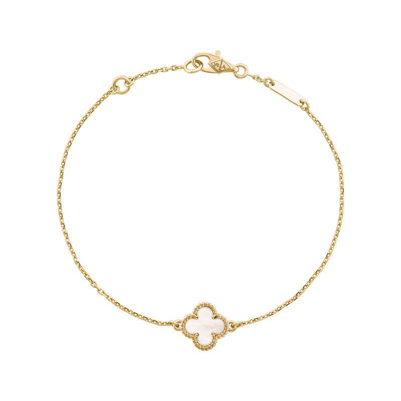 Bracelet, Alhambra Sweet, Yellow Gold, White mother of Pearl