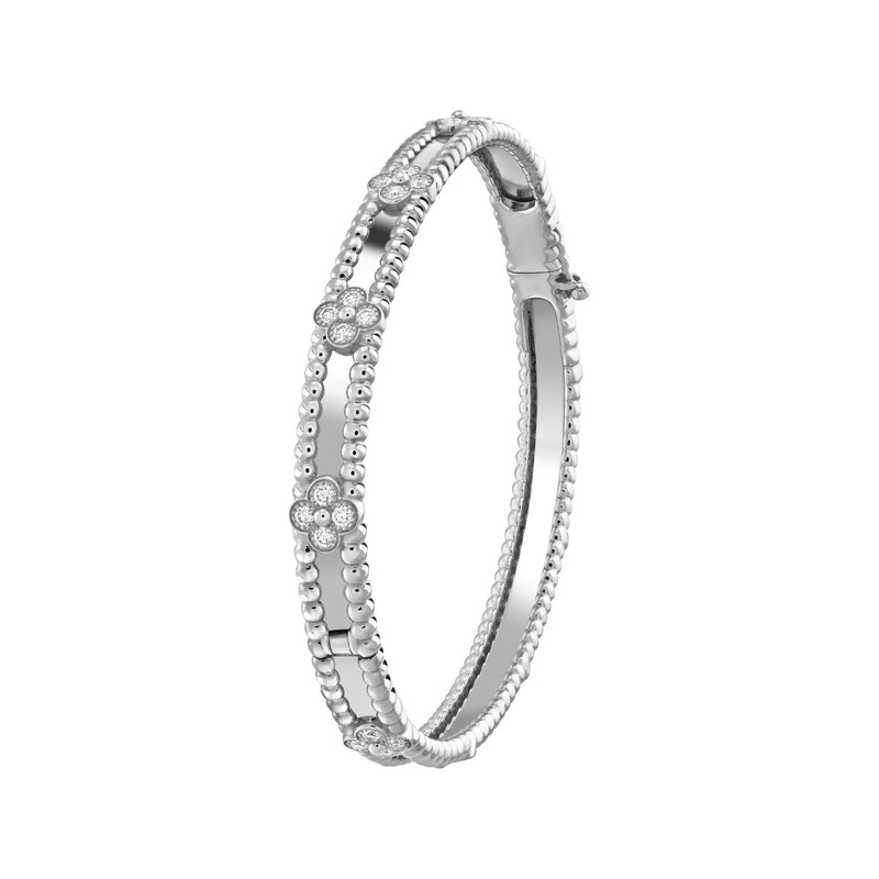 Bracelet, Perlée Sweet Clover, White Gold, Diamonds