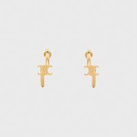 TRIOMPHE ASYMMETRIC HOOPS IN BRASS WITH GOLD FINISH